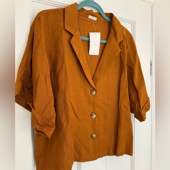 TWO ITEMS!! Oysho linen co-ord set - fits 12-14 top and trousers - Picture 2 of 4